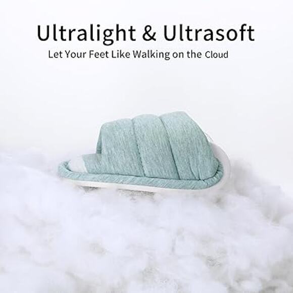 Shevalues Women Size 8.5 Bue White Striped Open Toe Slide On House Slipper Shoes - Picture 4 of 7